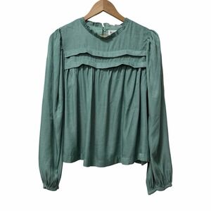&‎ merci Womens Peasant Balloon Sleeve Blouse Top Size L Cottagecore Chic Flowy